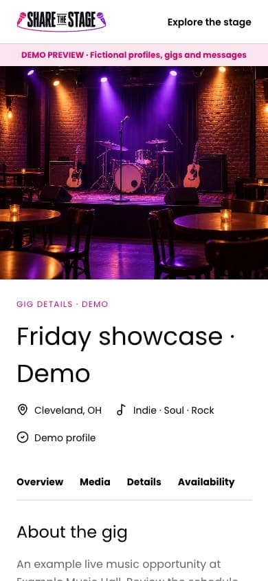 A gig's page