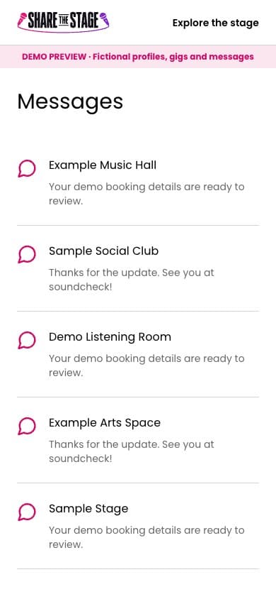 Messages with venues